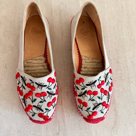 CASTAÑER Cherry & Bees Kenda Merlion Park Embroidered Espadrille Flats Size 39 - Picture 6 of 11